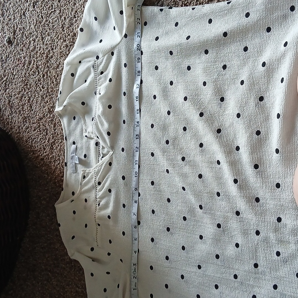 Fever women's slit collar polka dot quarter sleeve blouse size large - Picture 11 of 13